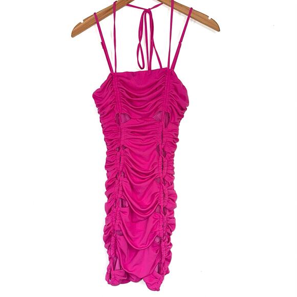 NWT Revolve NBD Hot Pink Diem Bodycon Cutout Mini Dress Barbiecore Size Small - Picture 2 of 16